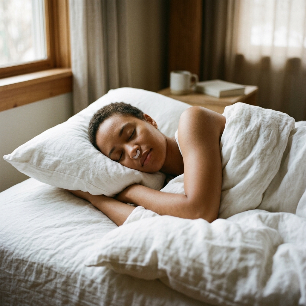 Sleeping through the night wearing a nasal breathing aid